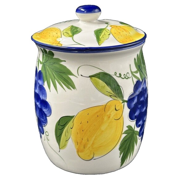 Vtg Jay Wilfred Andrea by Sadek Large Ceramic Fruit Canister with Lid Portugal - Picture 4 of 11